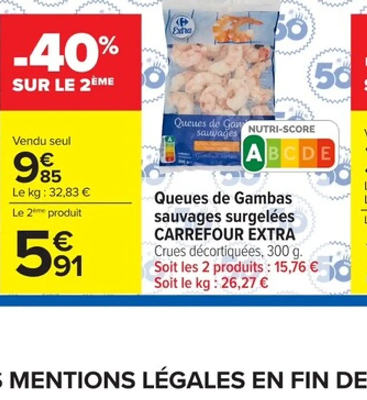 Queues de Gambas sauvages surgelées CARREFOUR EXTRA