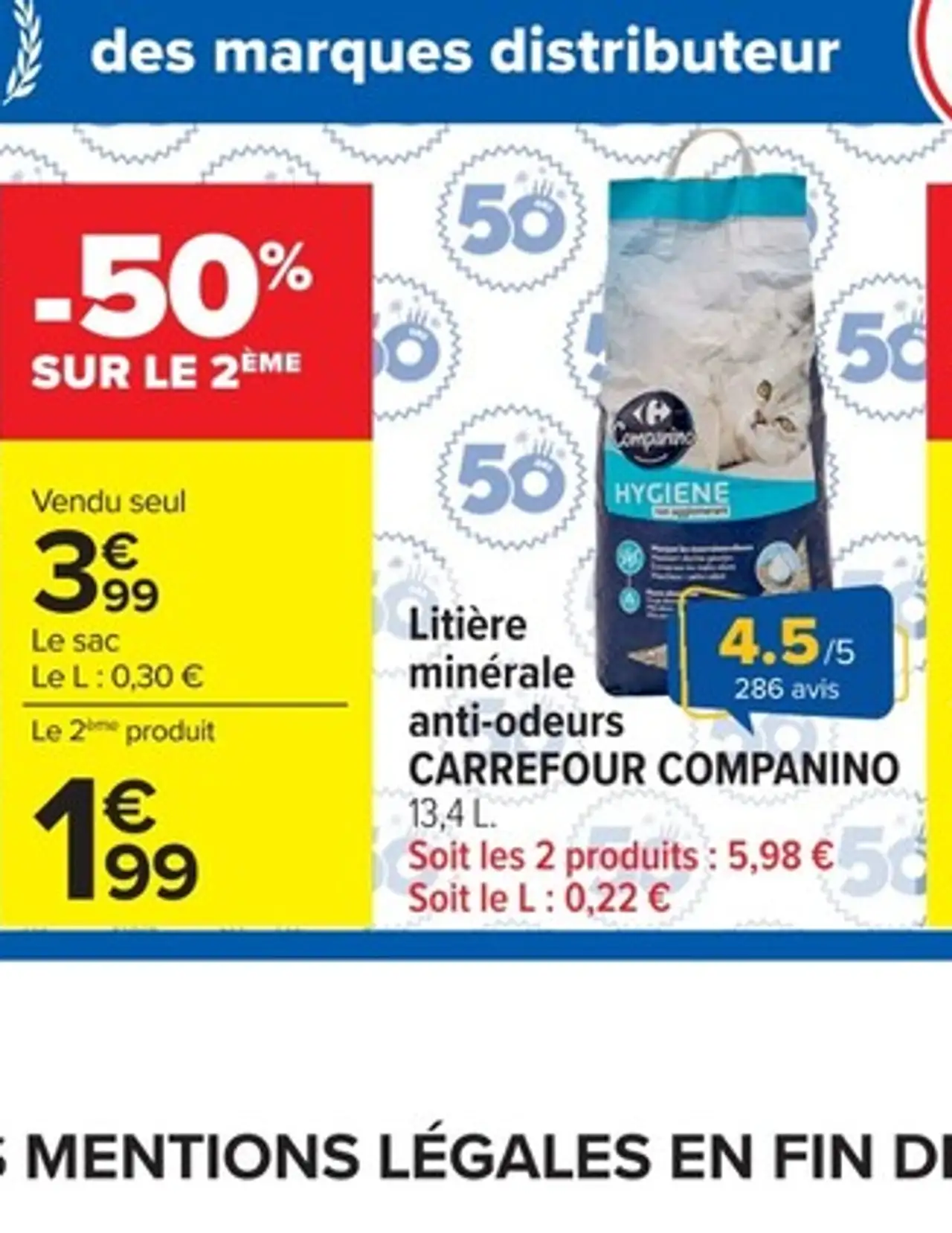 Litière minérale anti-odeurs Carrefour Companino