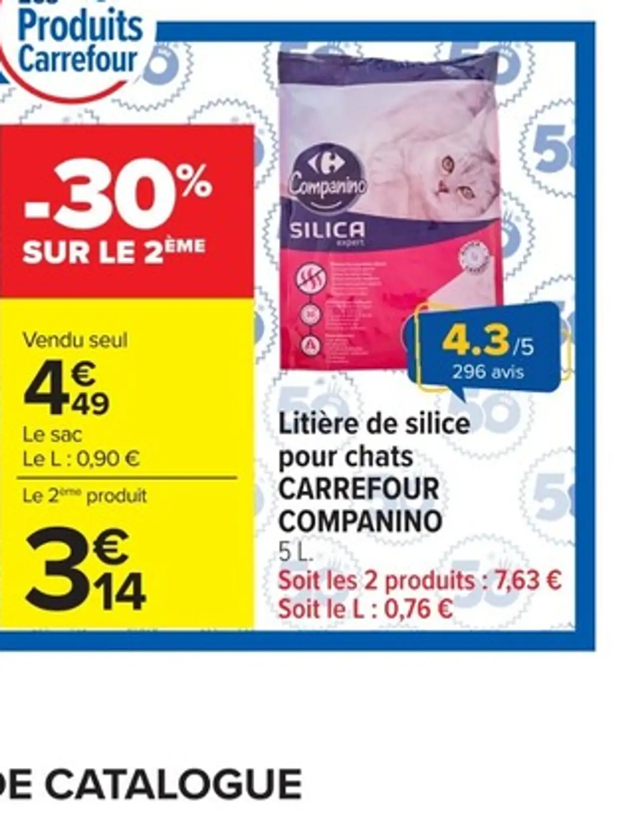 Litière de silice pour chats Carrefour Companino