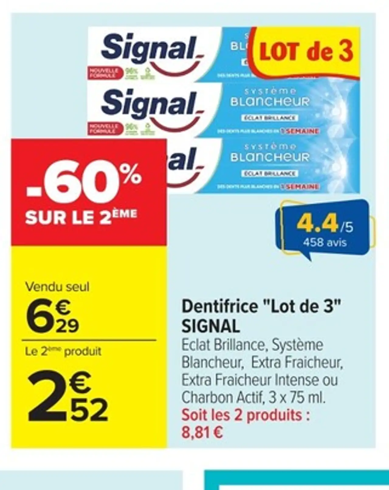 Dentifrice Lot de 3 Signal