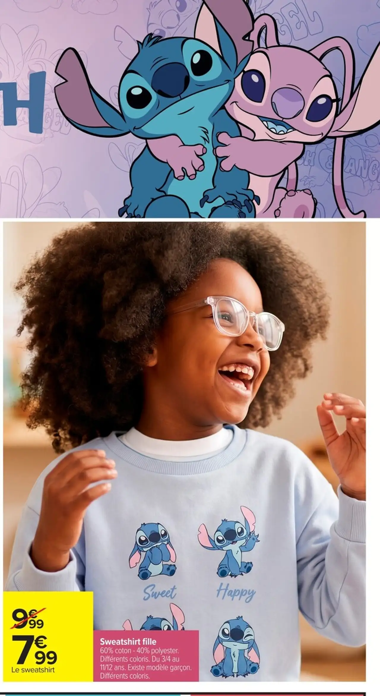 Sweatshirt fille Disney Stitch