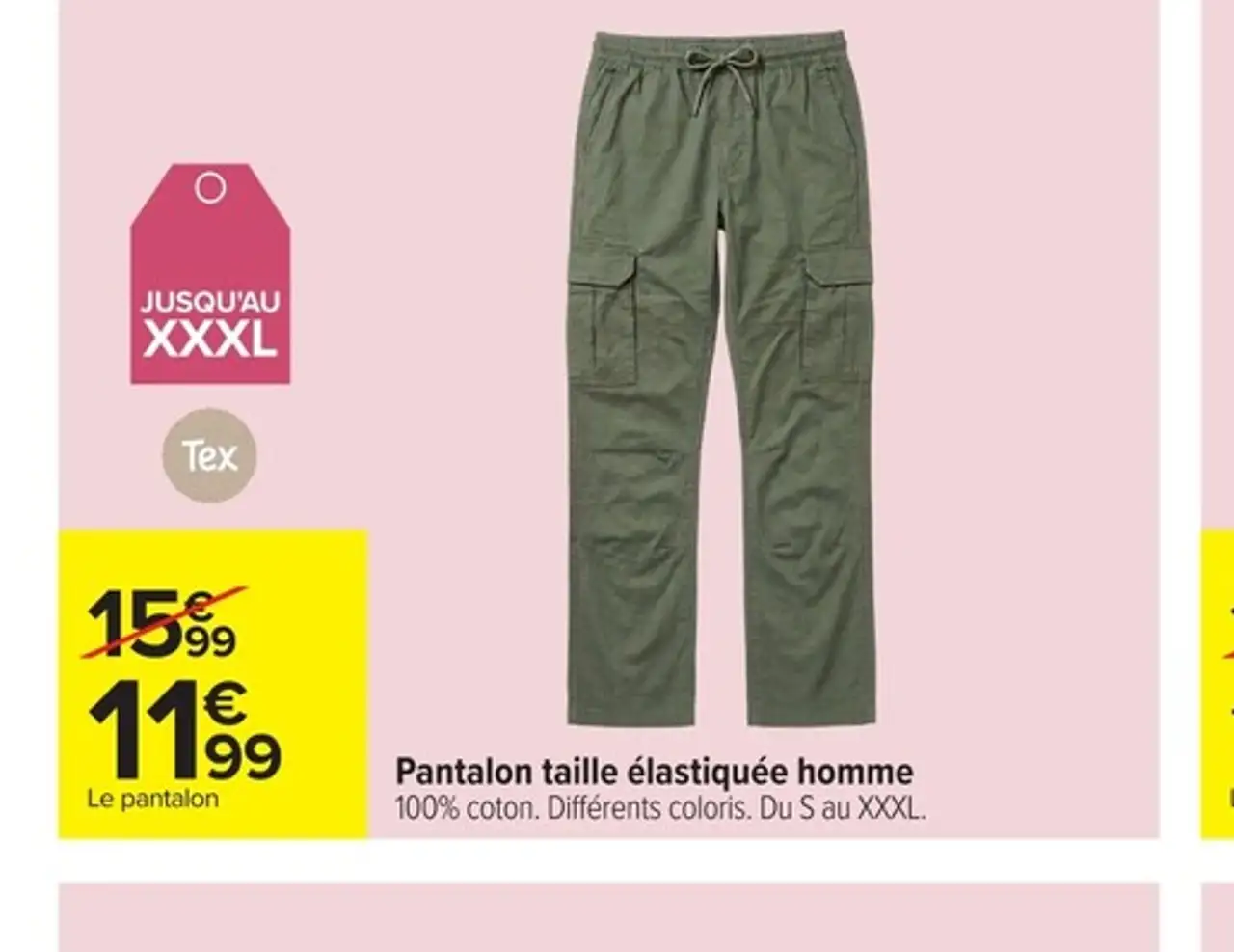 Pantalon taille élastiquée homme Tex