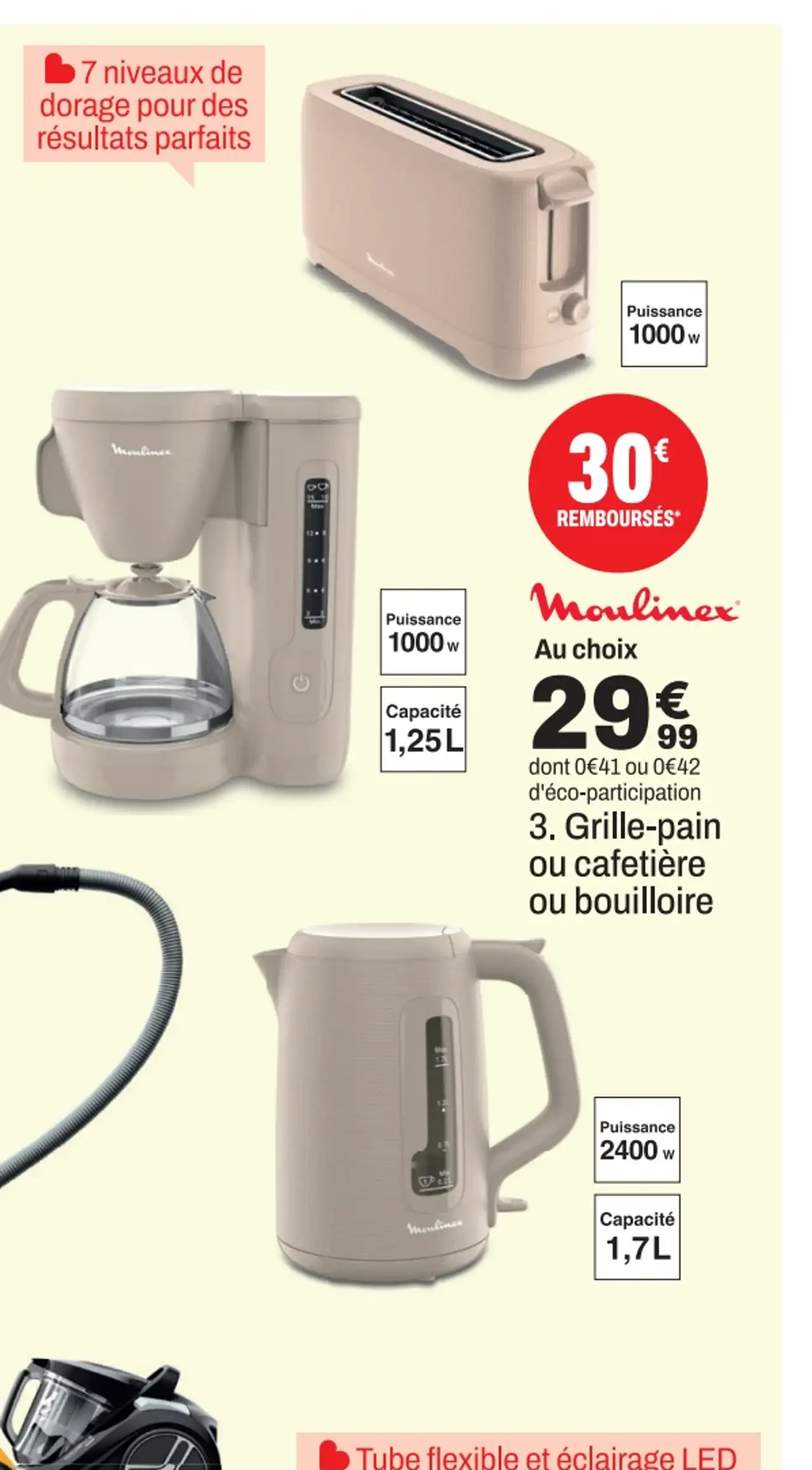 Grille-pain ou cafetière ou bouilloire Moulinex Morning (LT2M0B10 / BY2M0B10 / FG2M0B10)