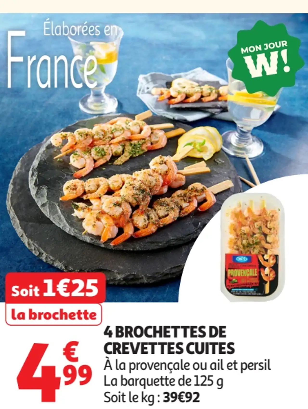4 Brochettes de crevettes cuites
