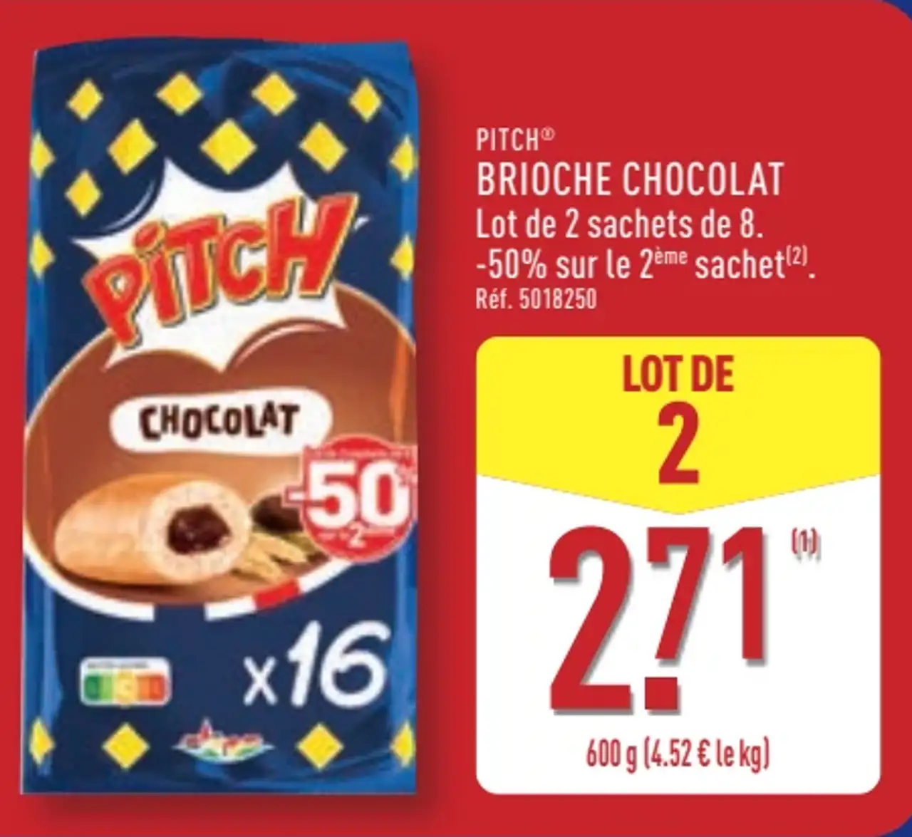 Pitch Brioche chocolat lot de 2 sachets de 8