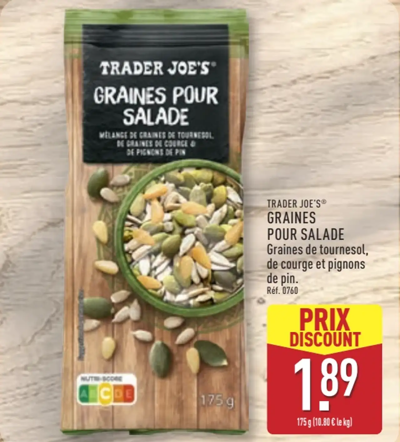 TRADER JOE'S Graines pour salade (Mélange de graines de tournesol, de courge et pignons de pin)