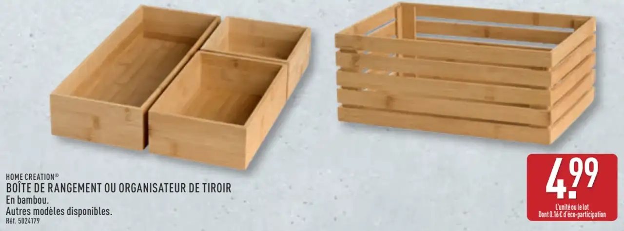 Boîte de rangement ou organisateur de tiroir Home Creation