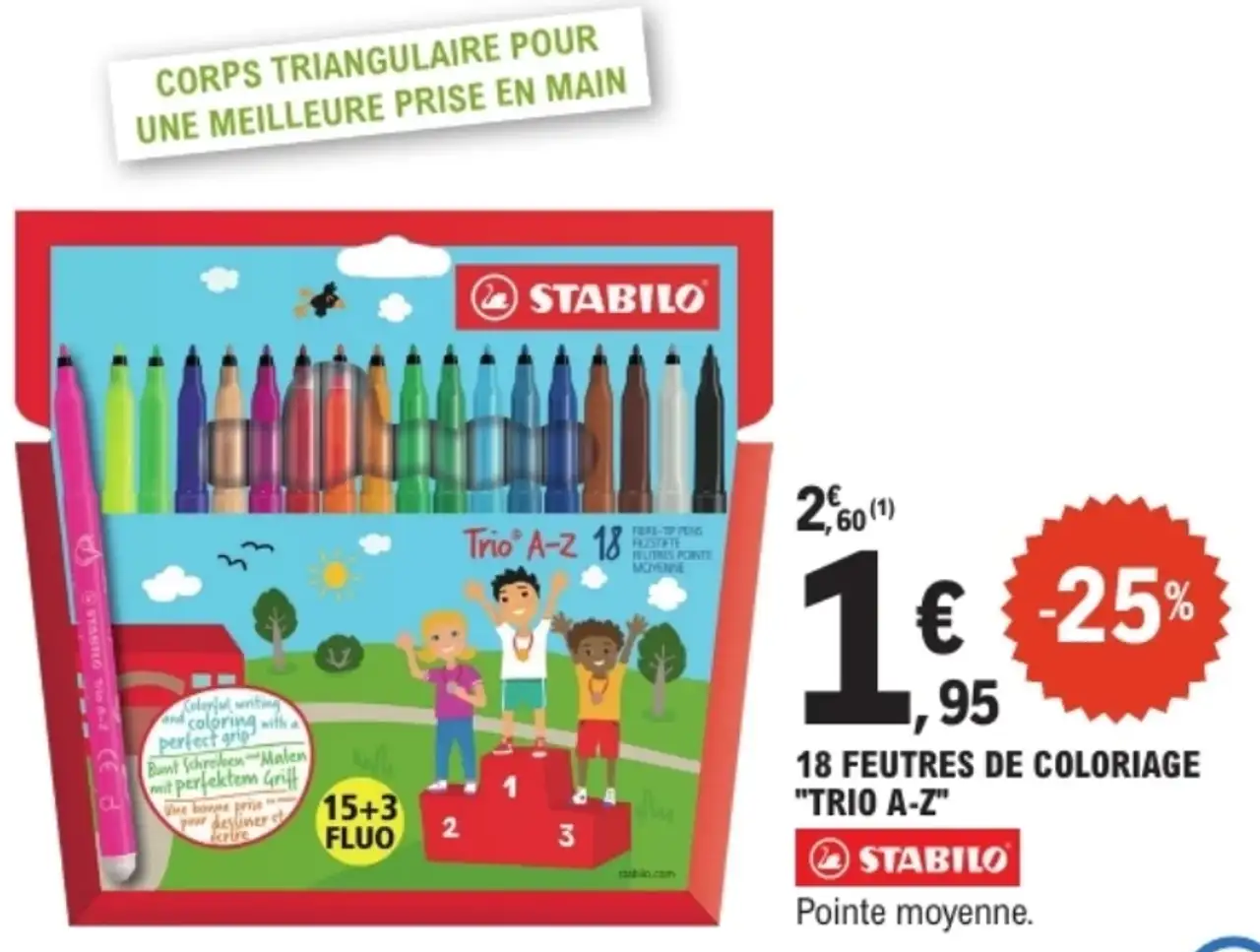 STABILO Trio A-Z 18 feutres de coloriage