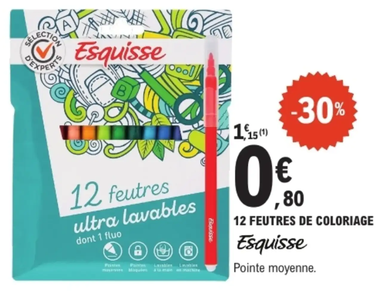 Esquisse 12 feutres de coloriage ultra lavables