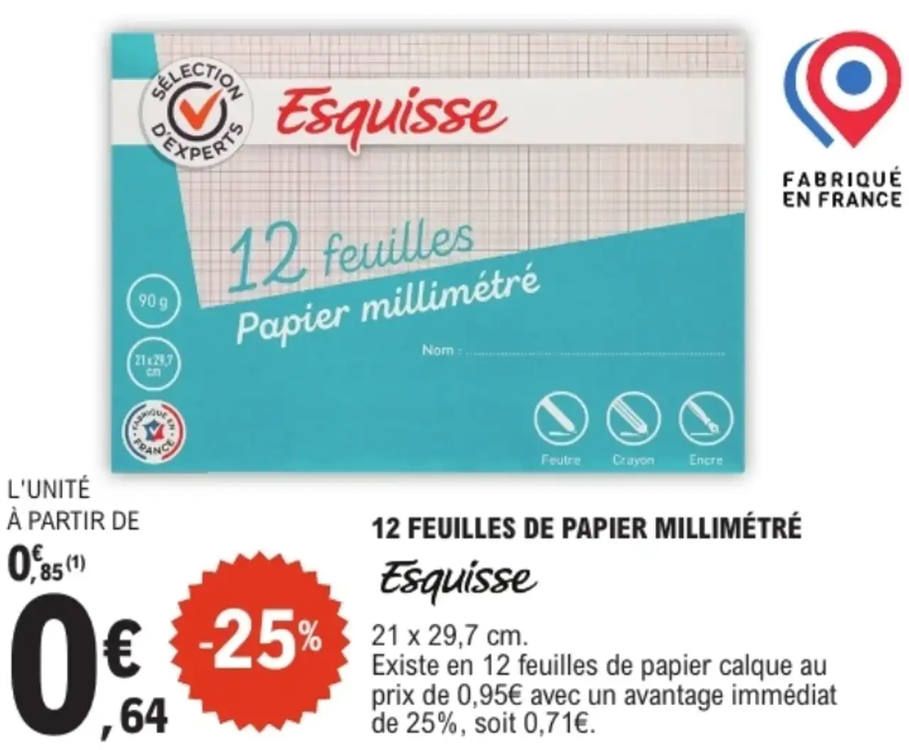 12 feuilles de papier millimétré Esquisse