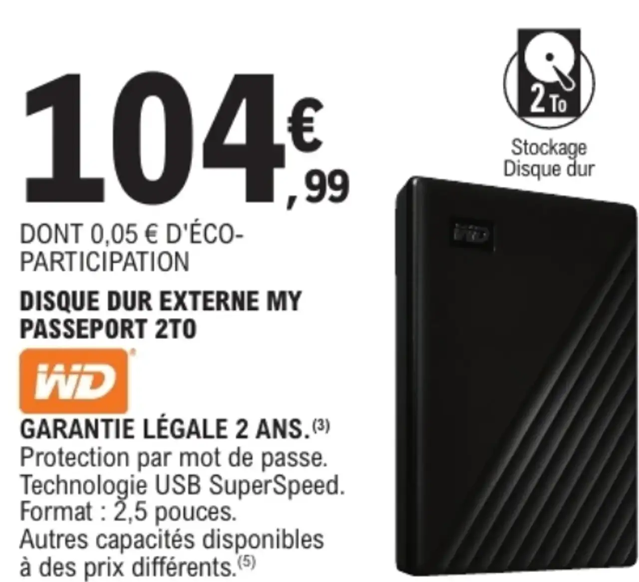 Disque dur externe WD My Passport 2To