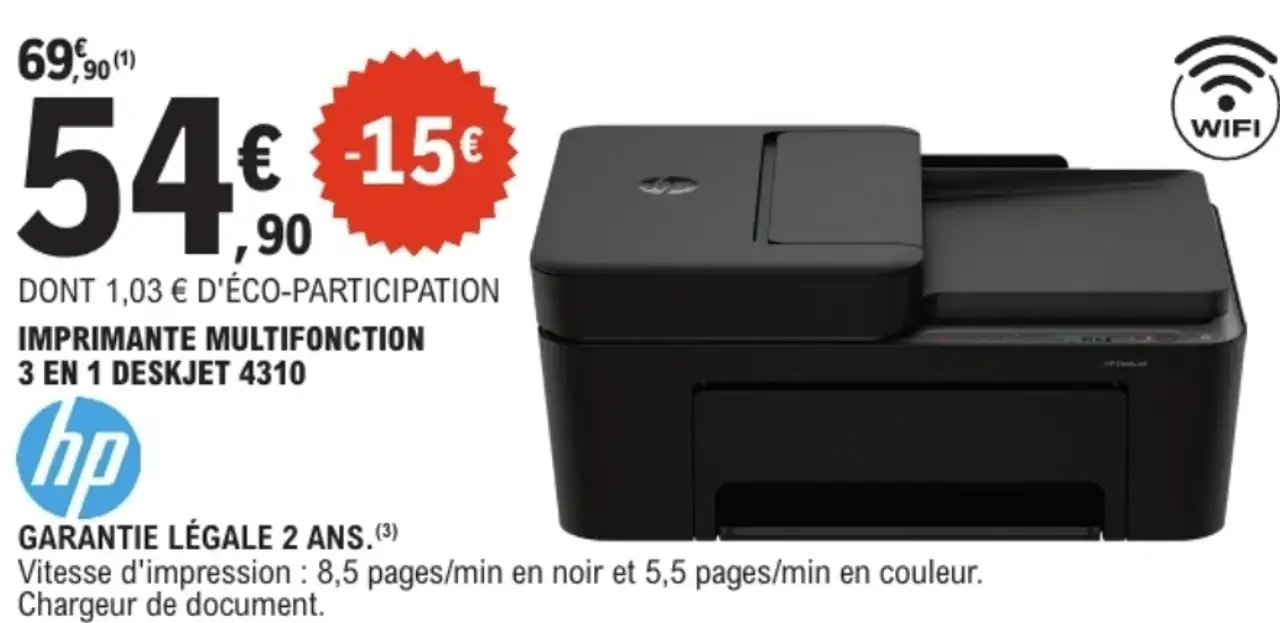 Imprimante multifonction 3 en 1 HP Deskjet 4310