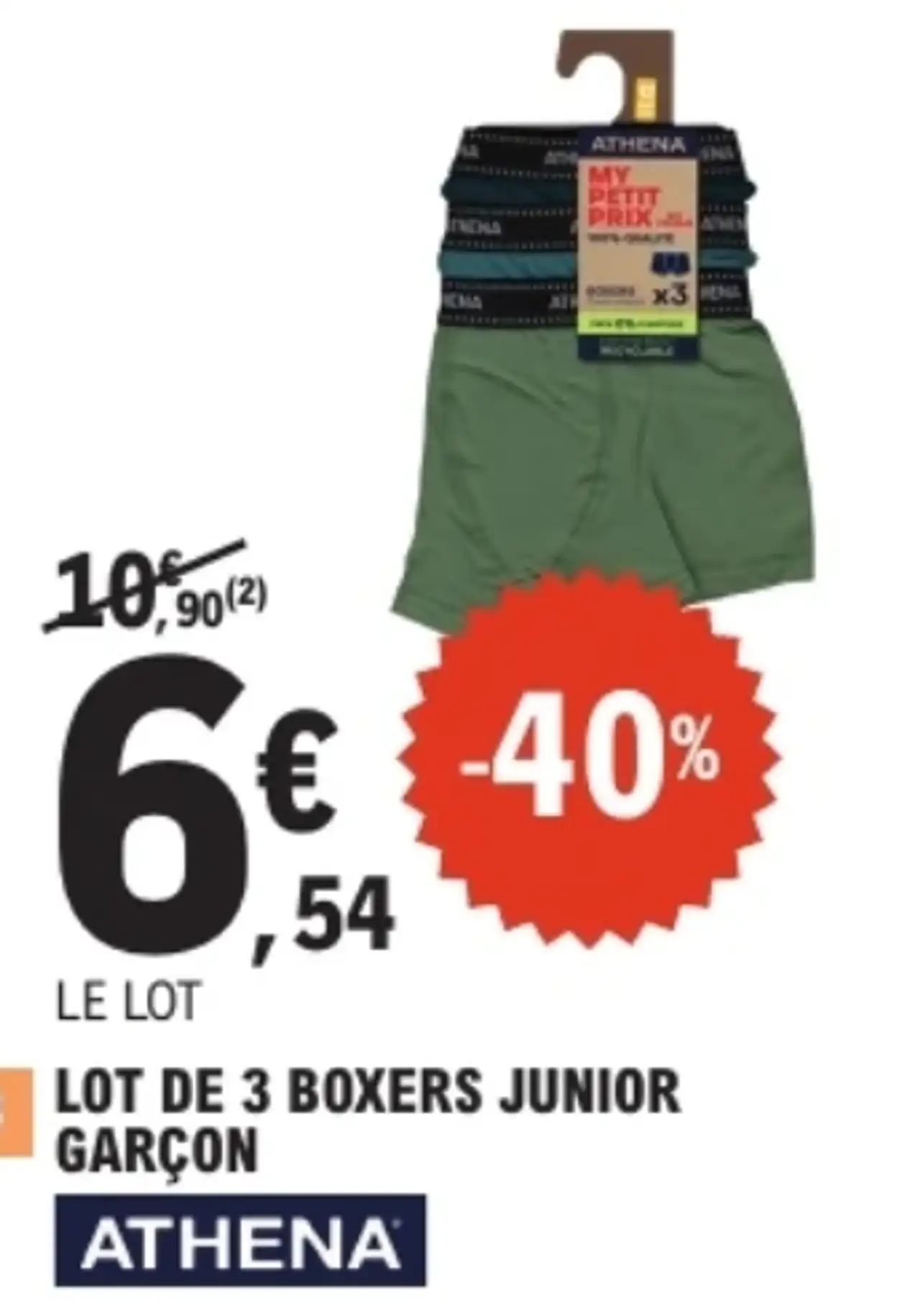 Athena Lot de 3 boxers junior garçon