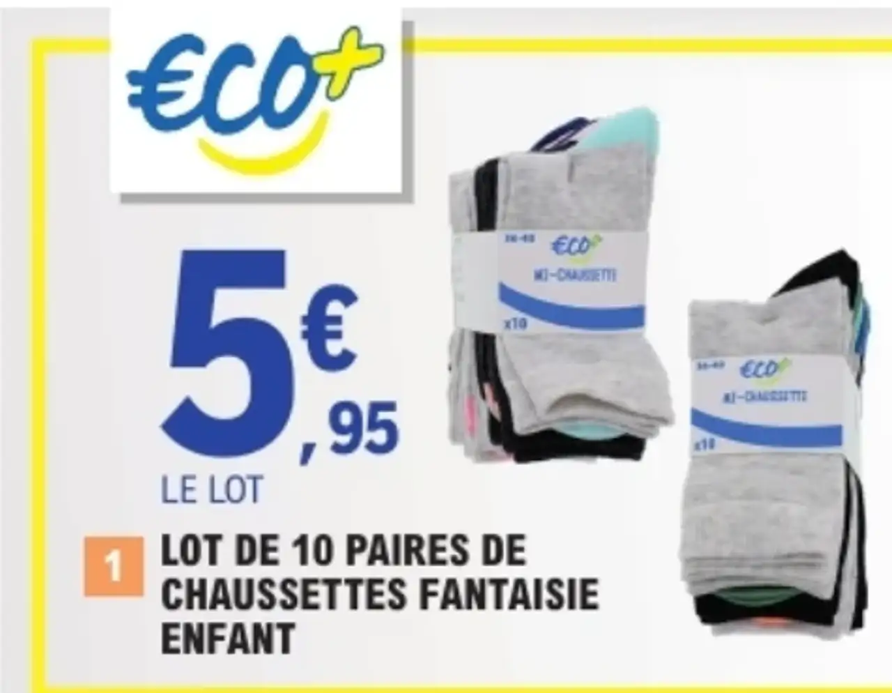 Eco+ Lot de 10 paires de chaussettes fantaisie enfant