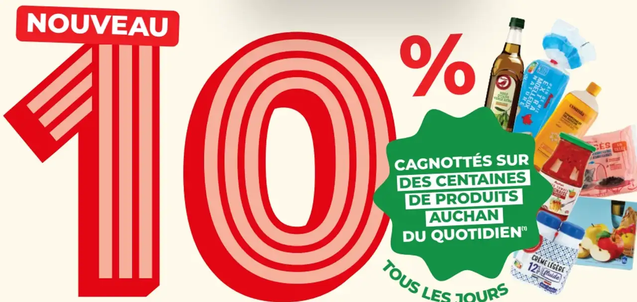 10% cagnottés sur des centaines de produits Auchan du quotidien