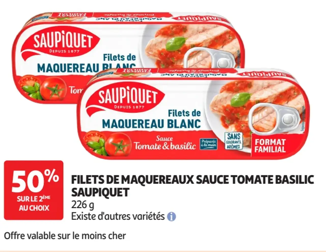 Filets de Maquereaux Sauce Tomate Basilic Saupiquet
