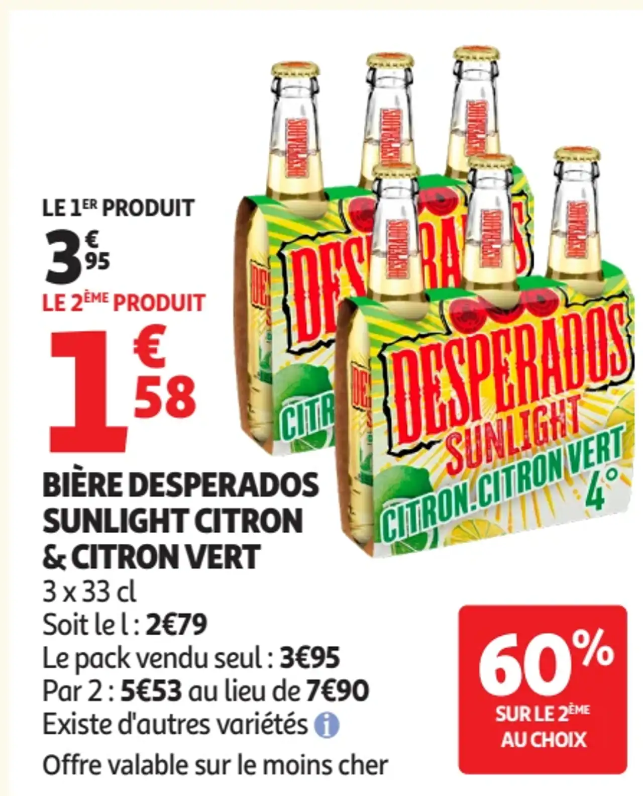 Bière Desperados Sunlight Citron & Citron Vert