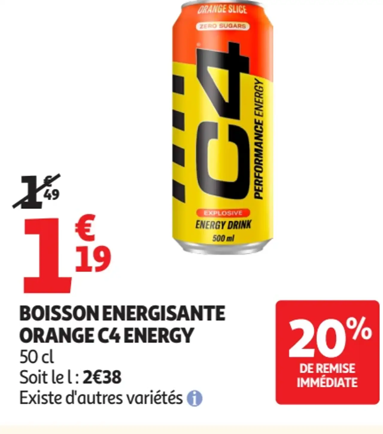 Boisson Énergisante Orange C4 Energy 50 cl
