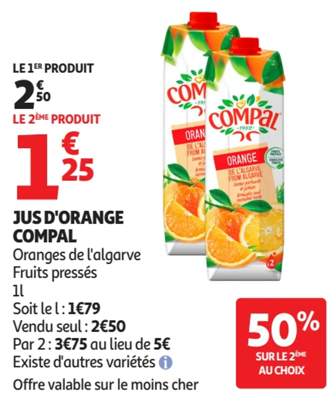 Jus d'orange Compal Oranges de l'algarve Fruits pressés