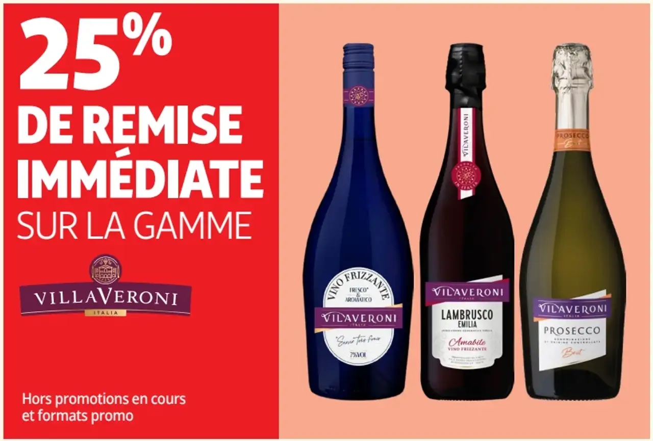 Gamme de vins Villaveroni (Vino Frizzante, Lambrusco, Prosecco)