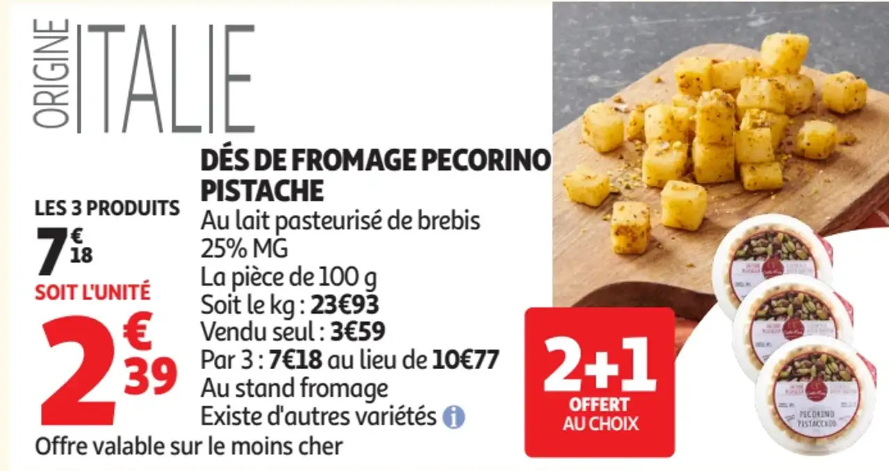 Dés de fromage Pecorino Pistache