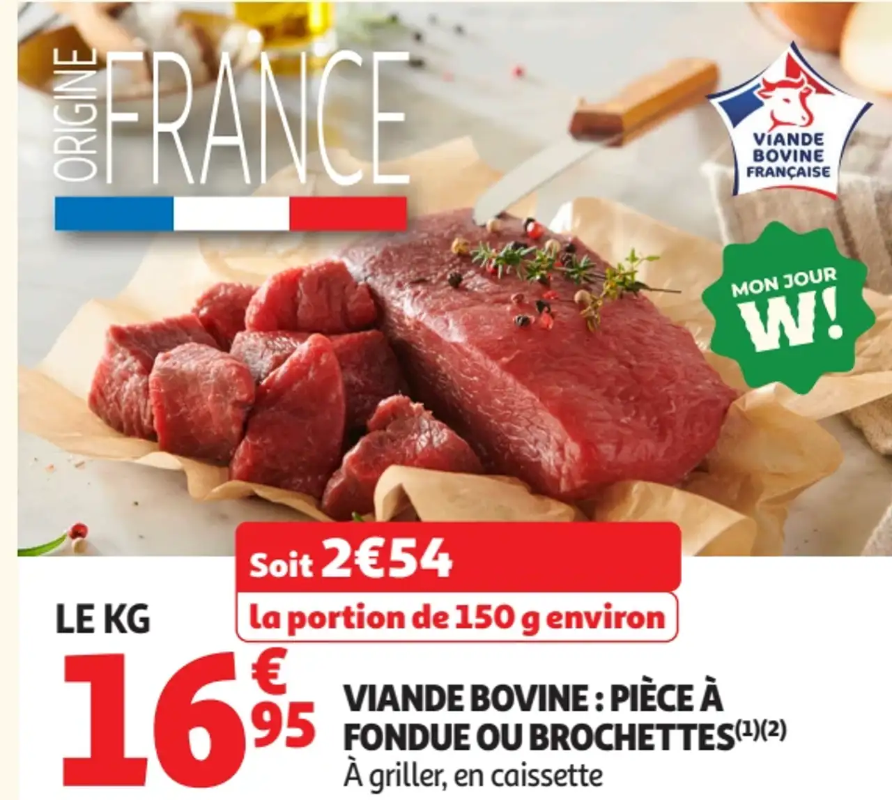 Viande Bovine : Pièce à fondue ou Brochettes