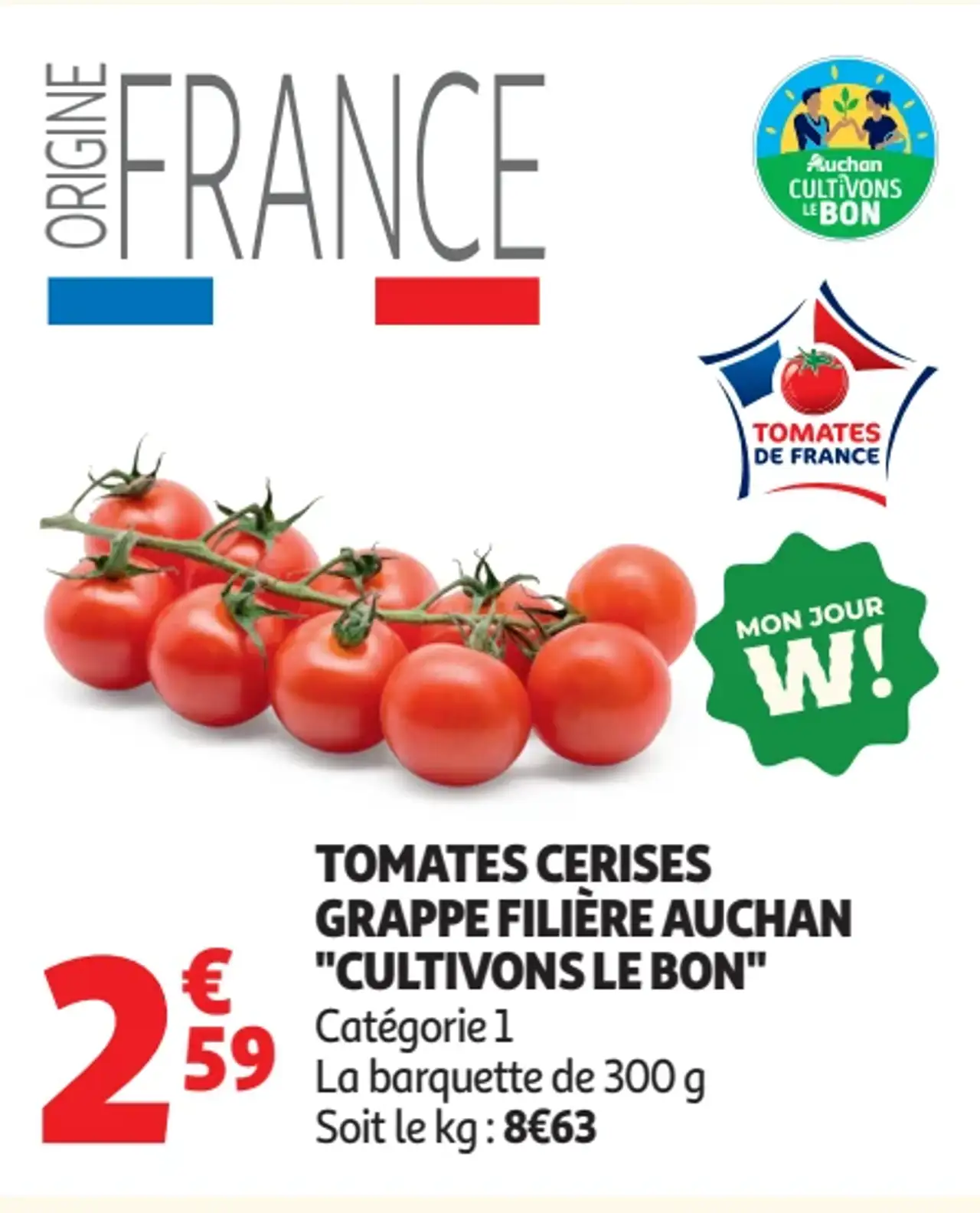 Tomates cerises grappe Filière Auchan "Cultivons le bon"