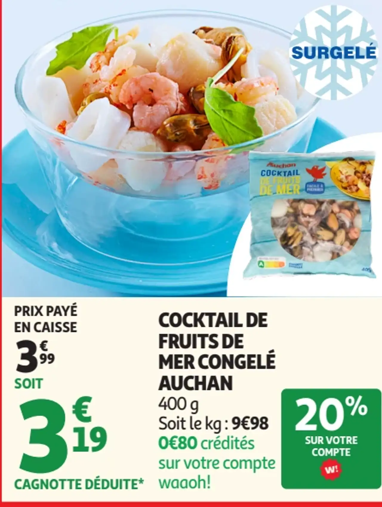 Cocktail de fruits de mer congelé Auchan