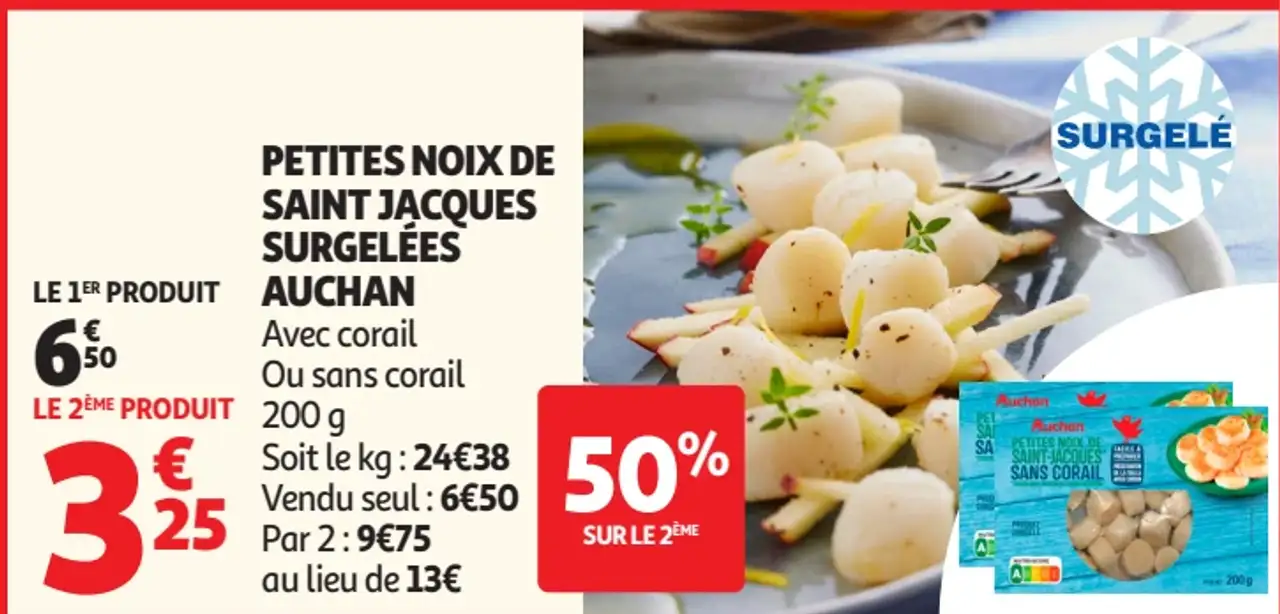 Petites noix de Saint Jacques surgelées Auchan