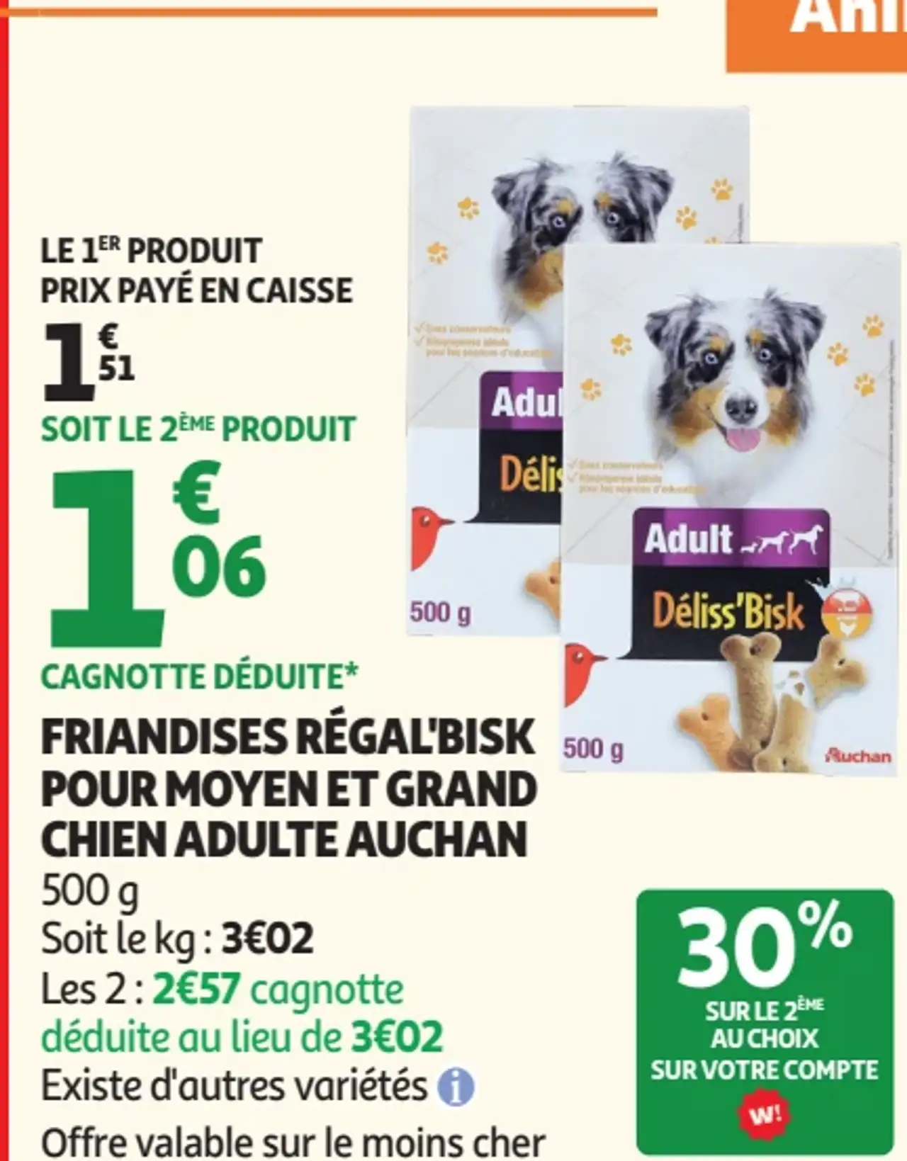 Friandises Régal'Bisk pour moyen et grand chien adulte Auchan