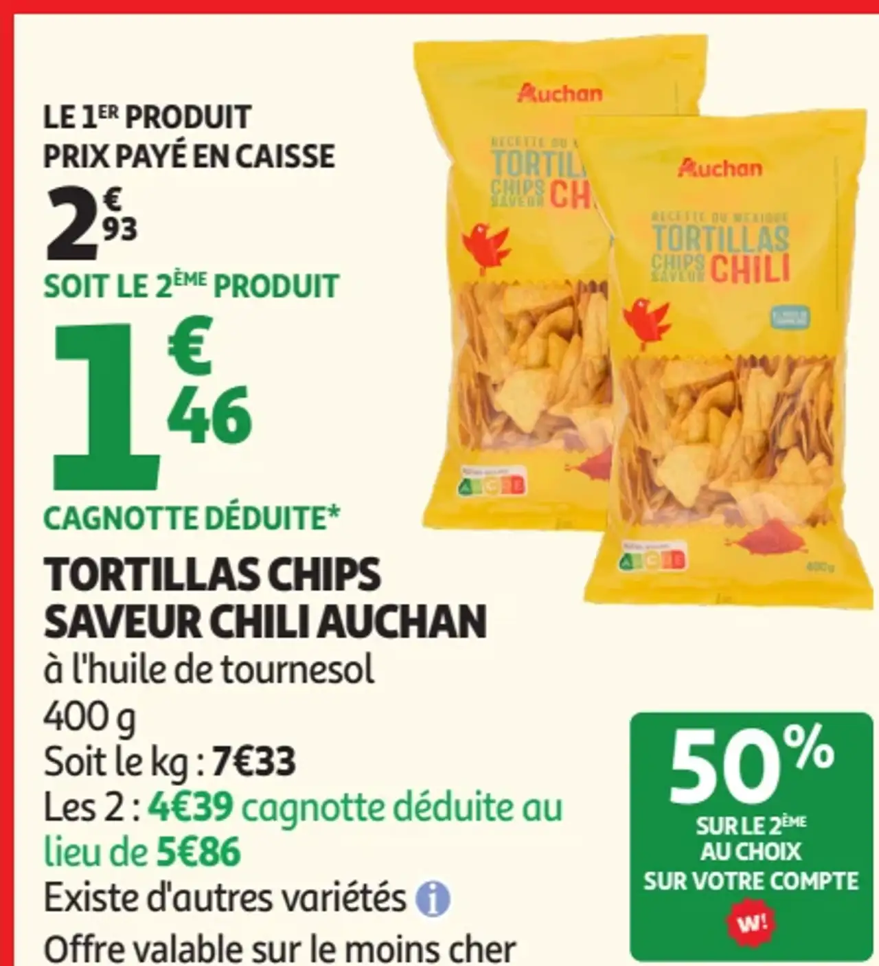 Auchan Tortillas Chips Saveur Chili