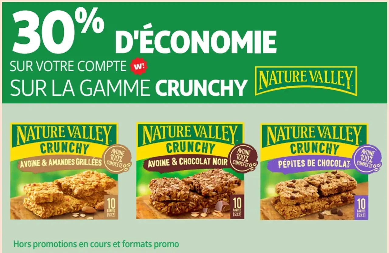Gamme de barres de céréales Crunchy Nature Valley