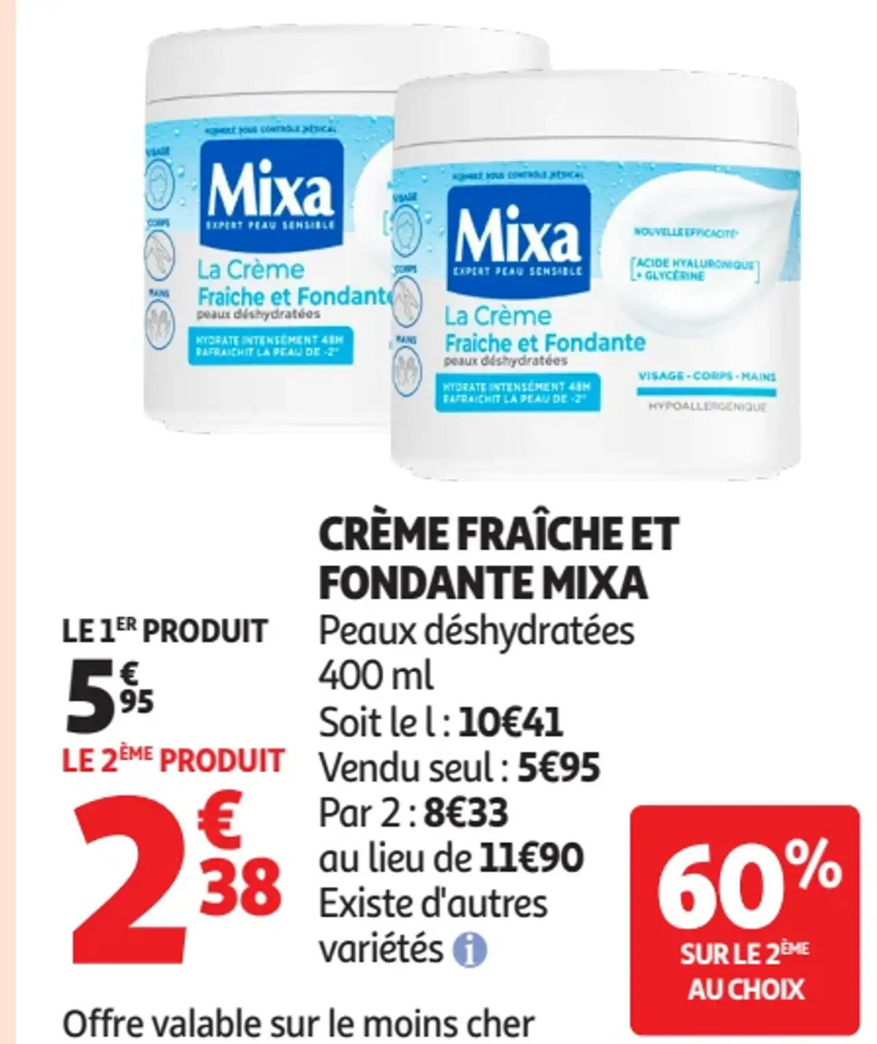 Crème Fraîche et Fondante Peaux déshydratées Mixa