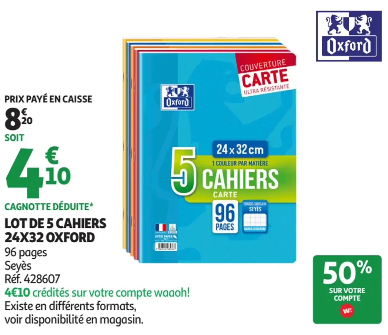 Oxford Lot de 5 cahiers 24x32