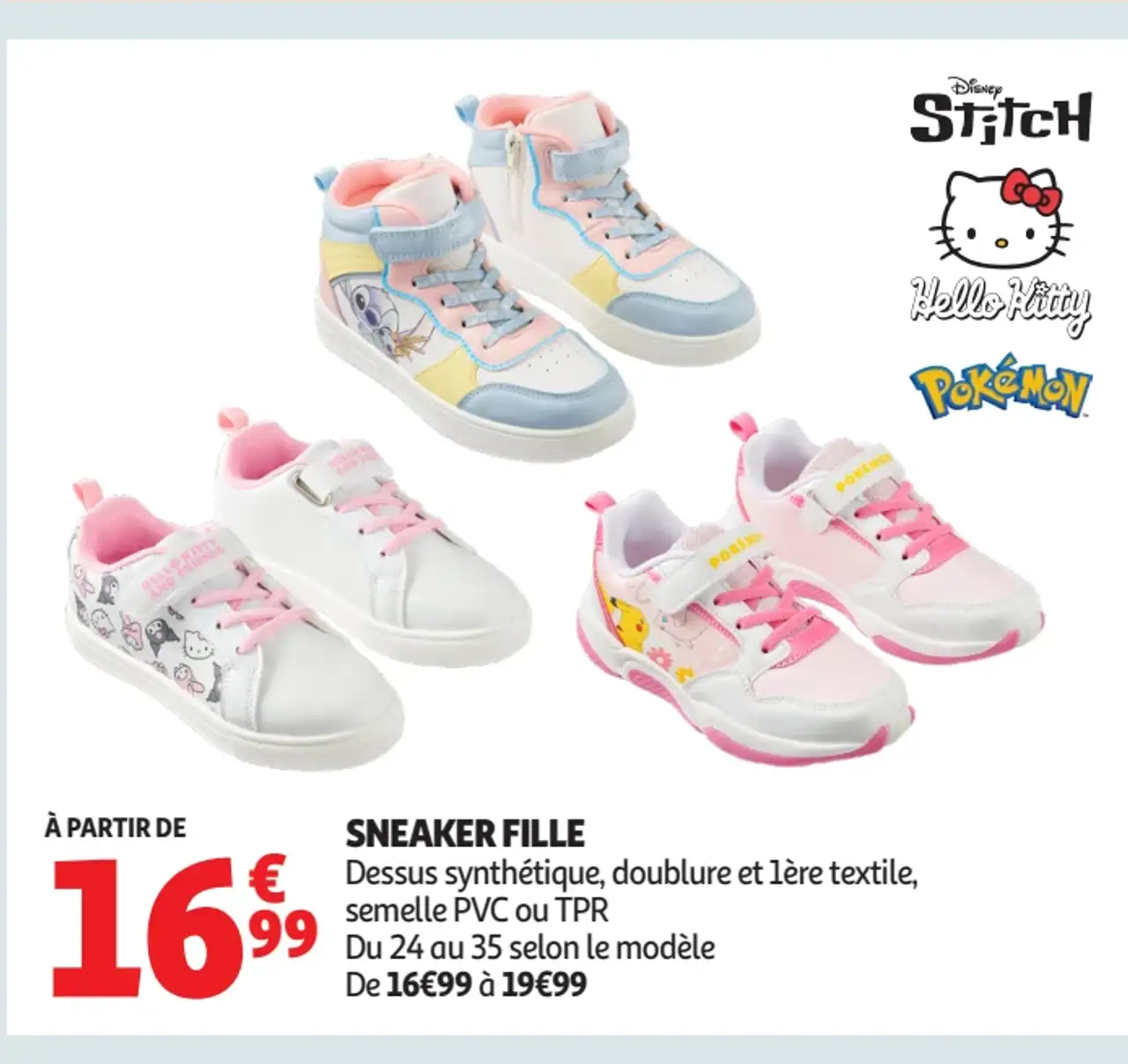 Sneaker fille (Disney Stitch / Hello Kitty / Pokémon)