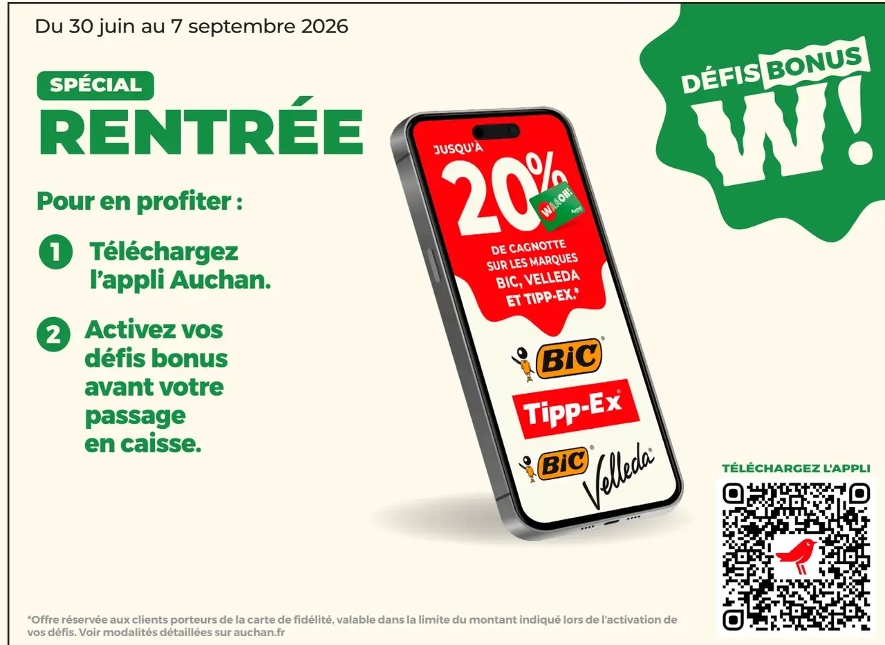 Fournitures scolaires des marques Bic, Velleda et Tipp-Ex