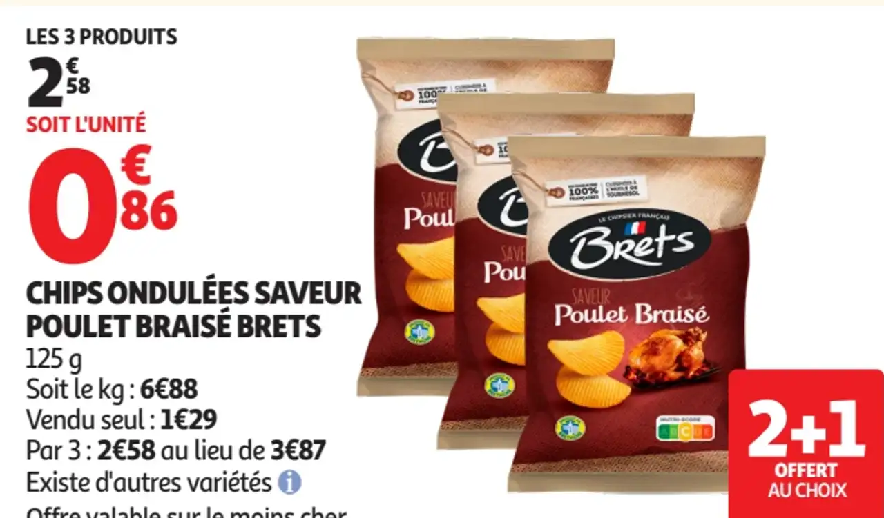 Chips ondulées saveur poulet braisé Brets