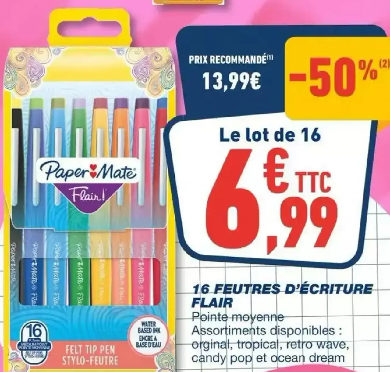 16 Feutres d'écriture Flair Paper Mate
