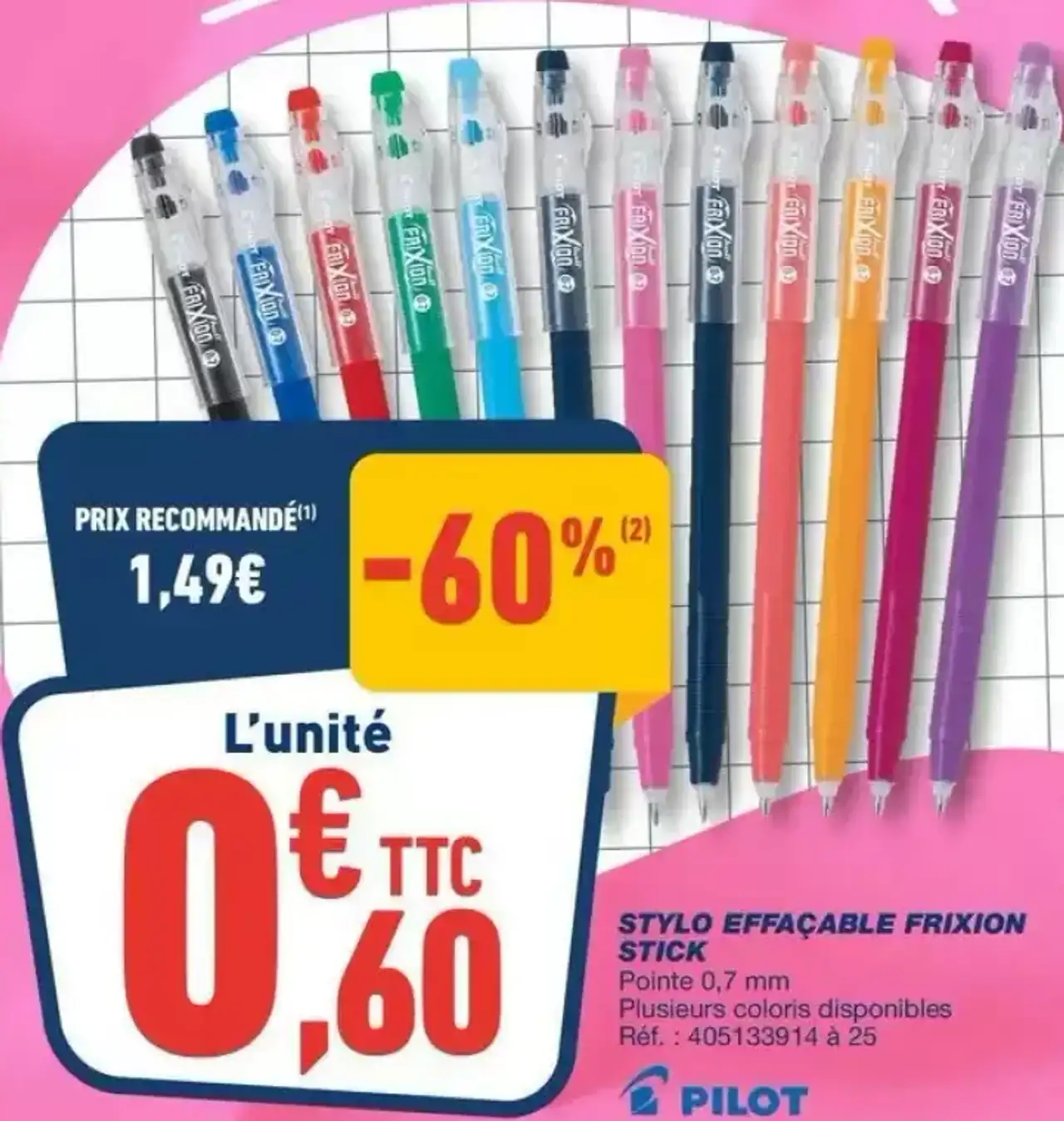 Stylo Effaçable Frixion Stick Pilot