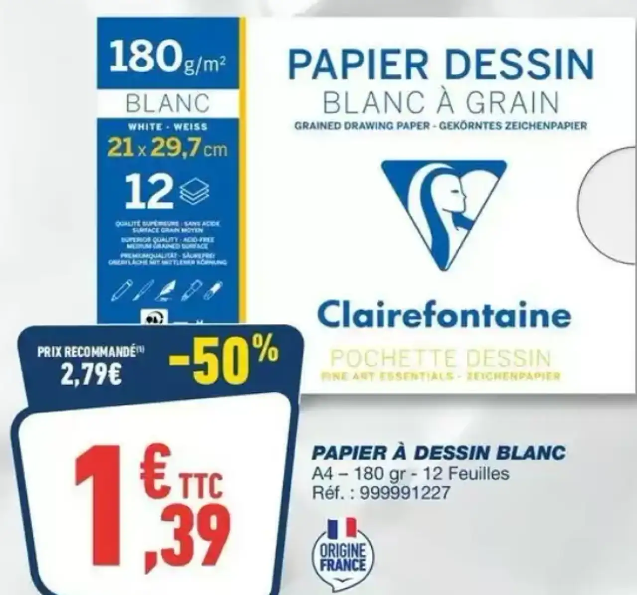 Papier à dessin blanc Clairefontaine