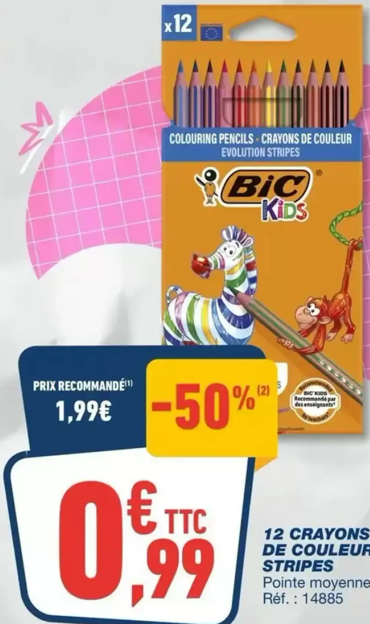 12 Crayons de couleur Evolution Stripes BIC Kids