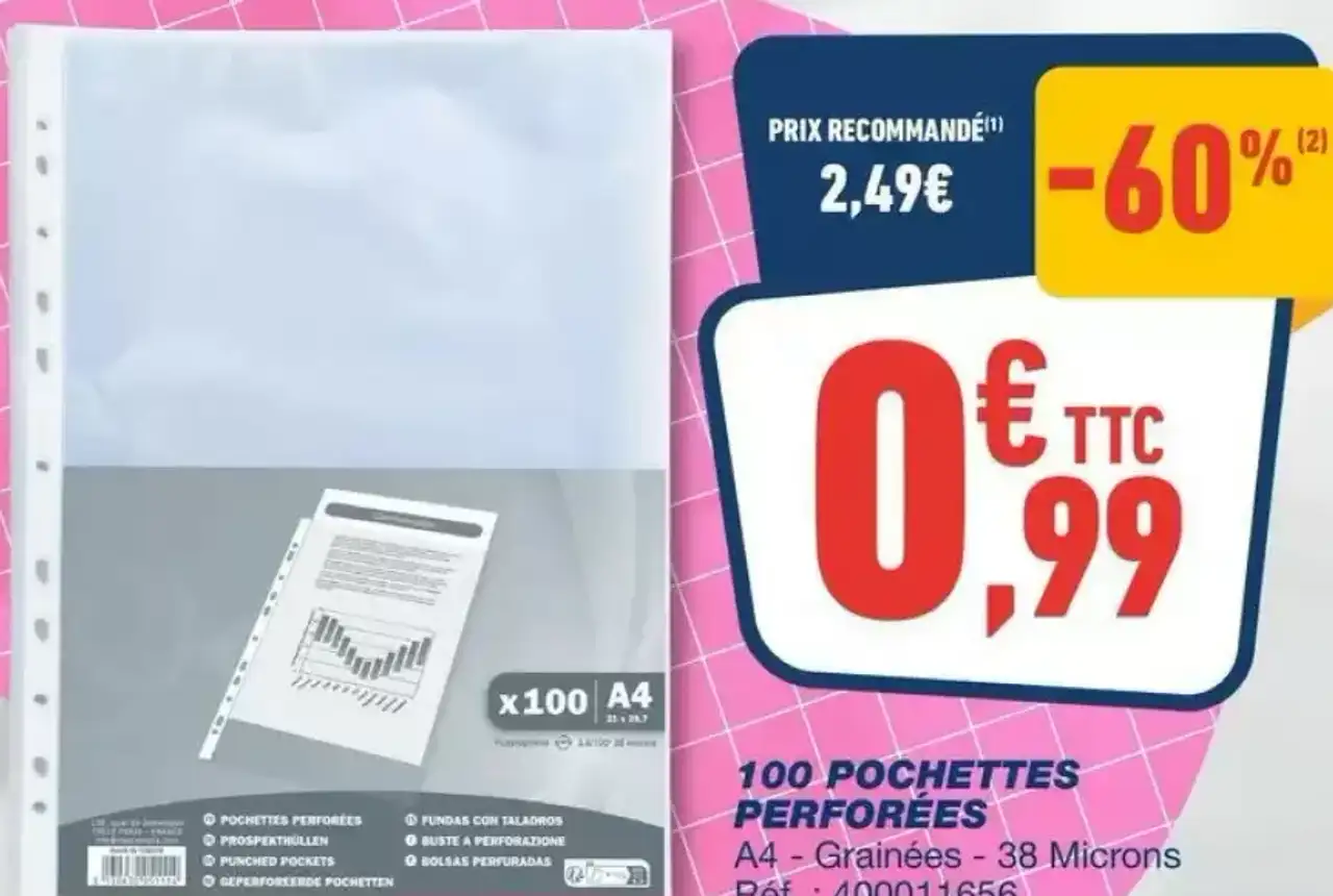 100 Pochettes Perforées Exacompta