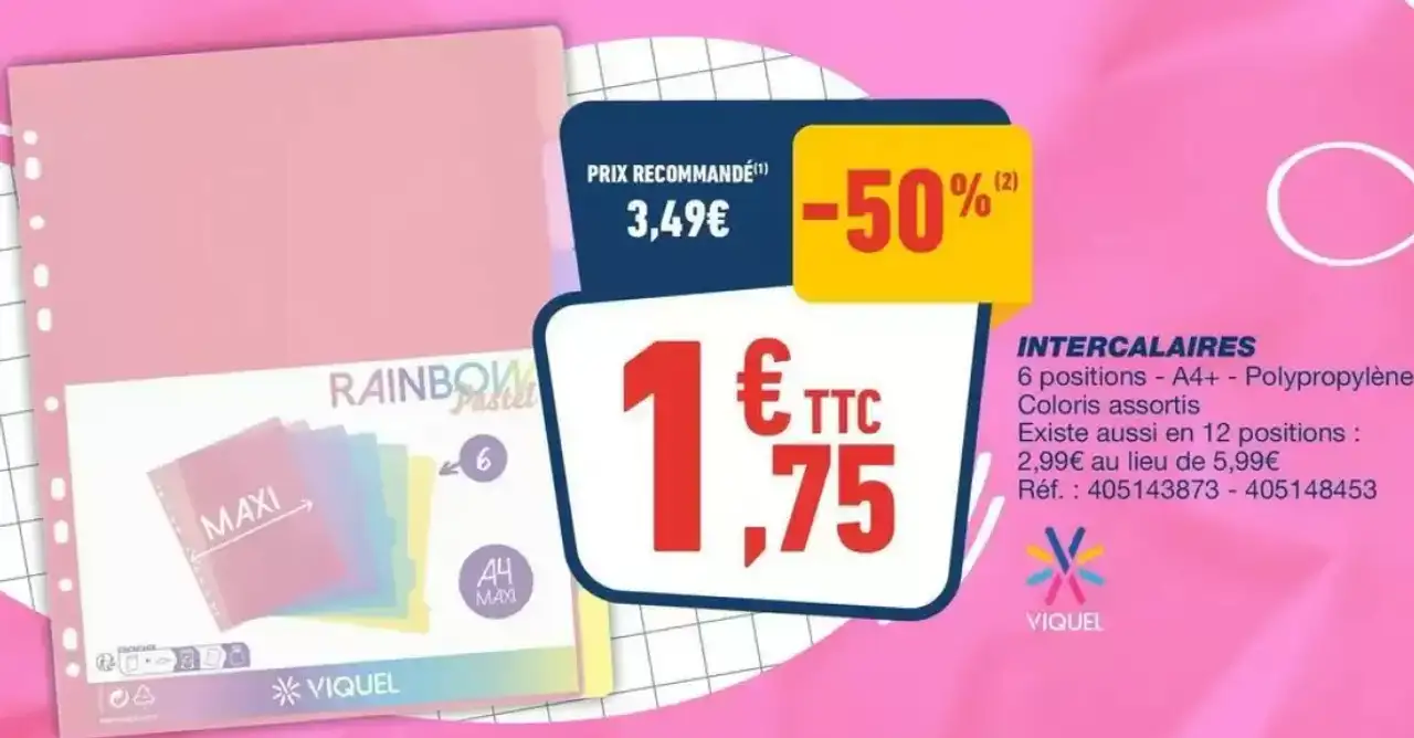 Intercalaires Viquel Rainbow Pastel A4+