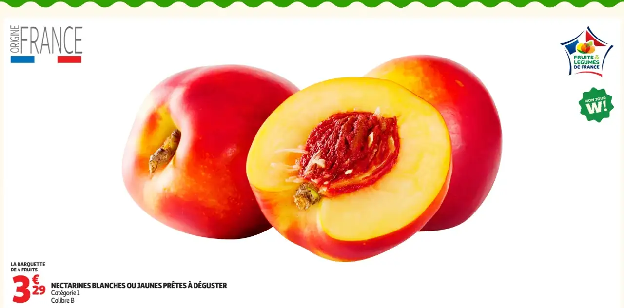 Nectarines blanches ou jaunes prêtes à déguster