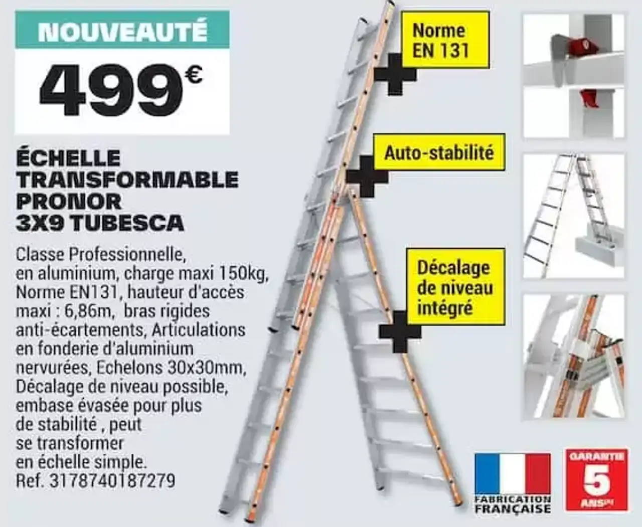 Échelle transformable Pronor 3x9 Tubesca