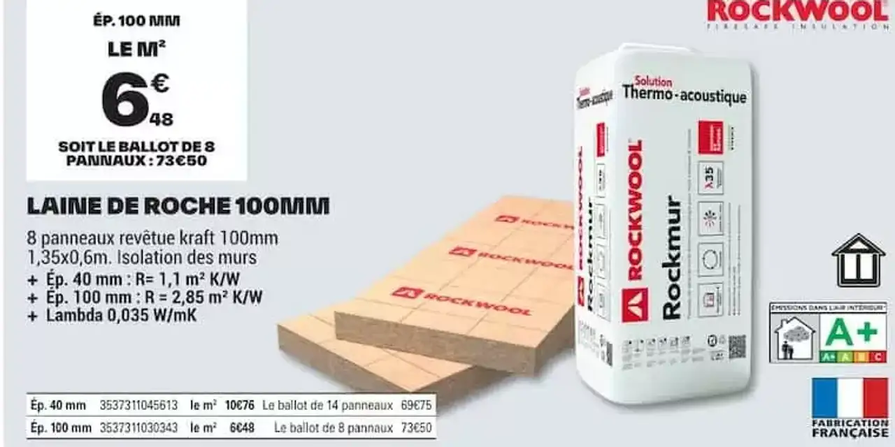 Laine de roche Rockmur 100mm Rockwool