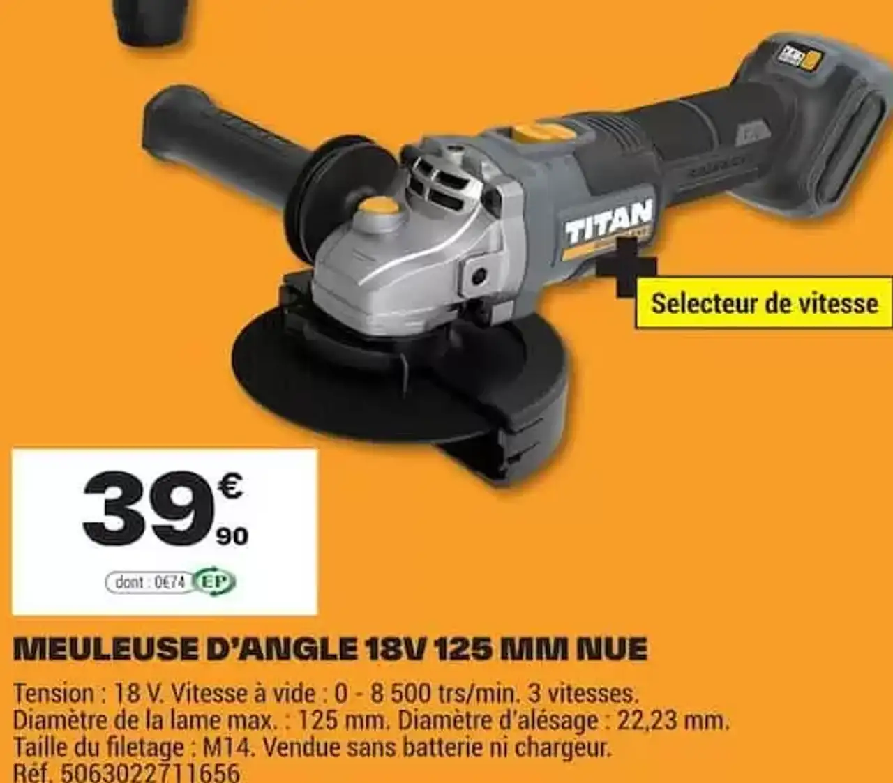 MEULEUSE D'ANGLE 18V 125 MM NUE TITAN