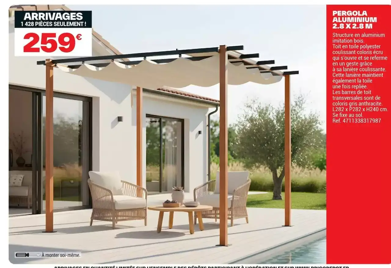 Pergola aluminium 2.8 x 2.8 m