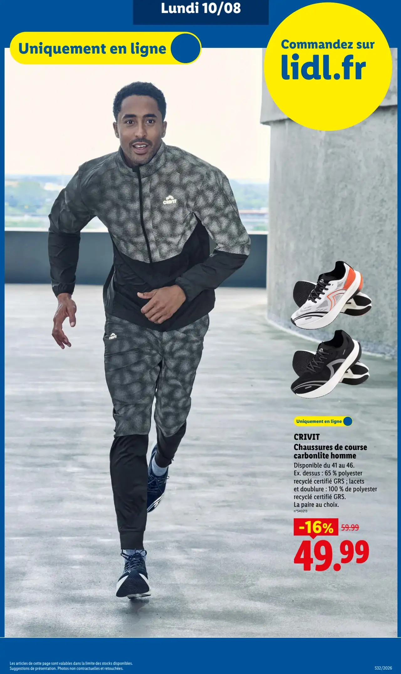 CRIVIT Chaussures de course carbonlite homme