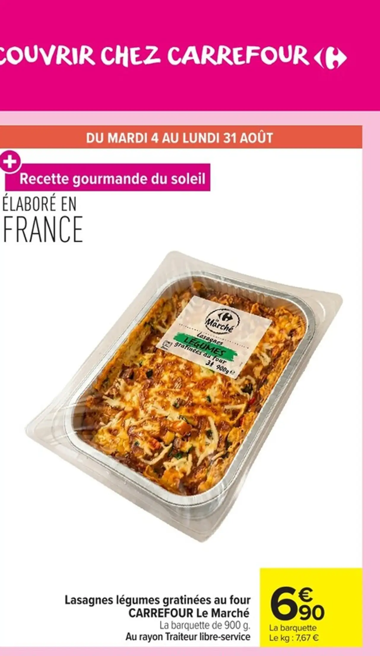 Lasagnes légumes gratinées au four CARREFOUR Le Marché
